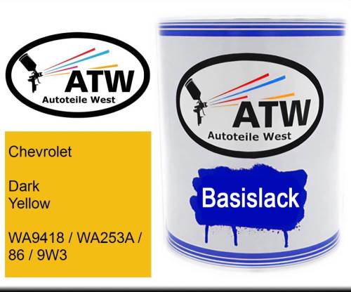 Chevrolet, Dark Yellow, WA9418 / WA253A / 86 / 9W3: 1L Lackdose, von ATW Autoteile West.